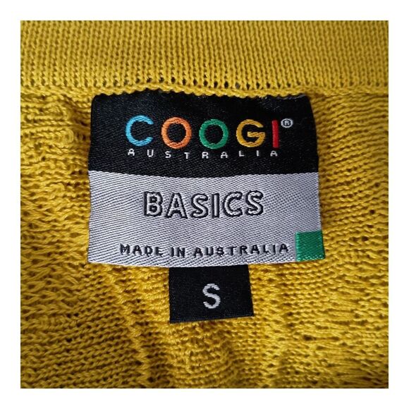 Coogi Sweater Skirt Mini Cotton Knit Textured Mustard Yellow 14" Women's Small - Picture 3 of 7